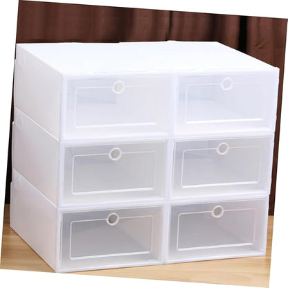 6pcs Transparent Stackable Shoes Box Drawer Type Shoe Organizer for Closet Storage Container for Sneakers Easy Access and Space-saving