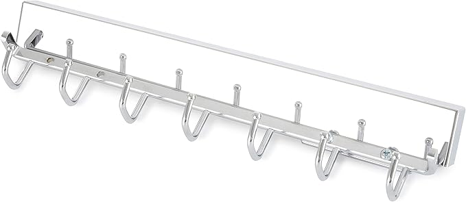 Rev-A-Shelf Sidelines 14" Pull Out Sliding Deluxe Belt, Scarf, Tie Accessory Organization Rack Holder Hanger with 7 Hooks, Chrome, CBRSL-14CR-1