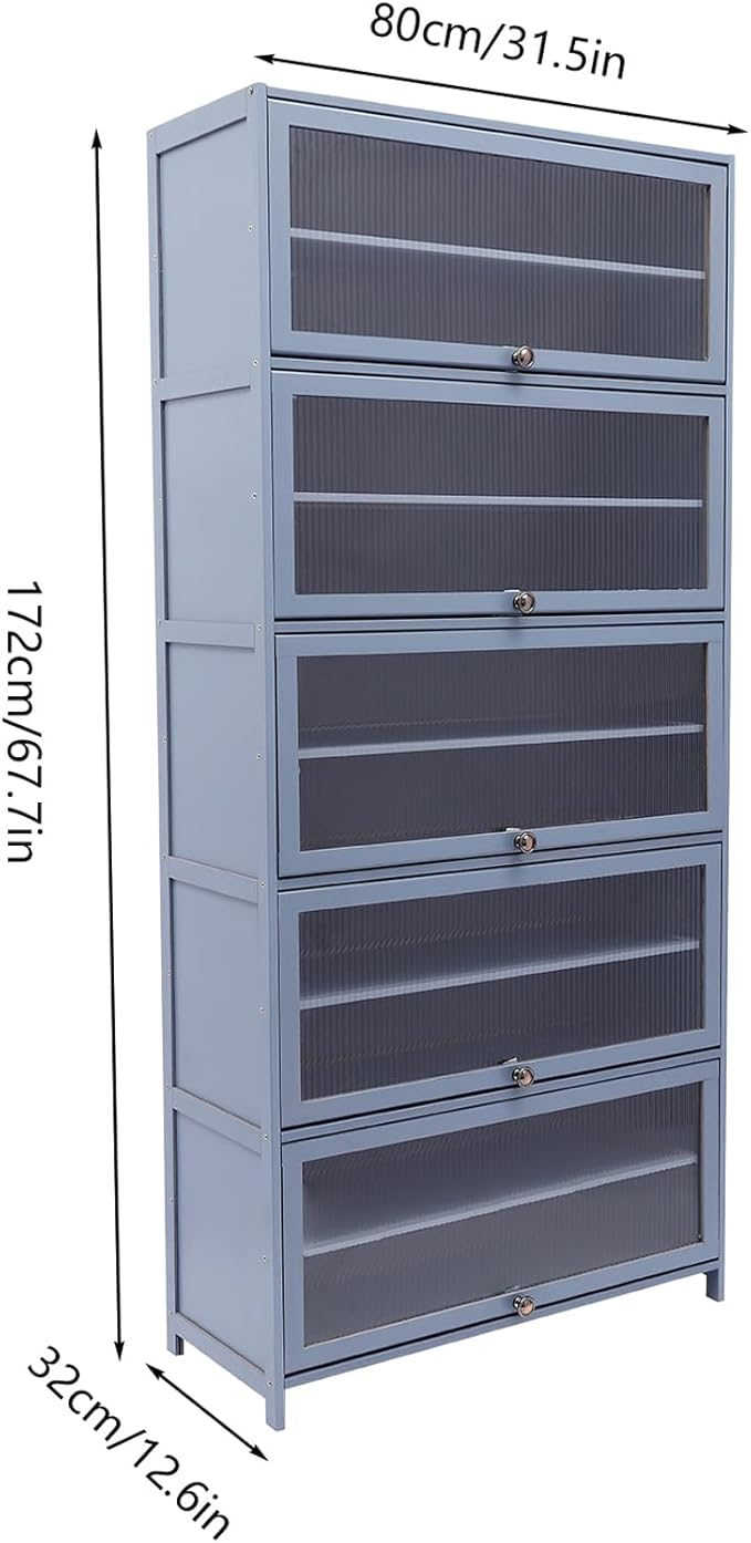 10 Tier Shoe Rack Organizer with Door, 40 Pairs Entryway Shoe Storage Cabinet Narrow Shoe Organizers and Storage Shoe Rack for Entryway Bedroom Hallway (Grayish Blue)