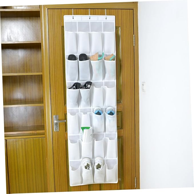 MAGICLULU 24pcs Hanging Organizer Bag for Shoes Keys and Sundries Cloth Storage for Home Practical over Door Design White