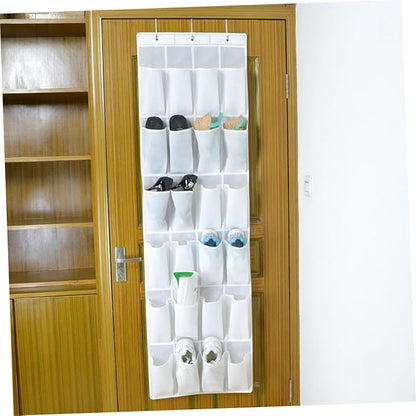 MAGICLULU 24pcs Hanging Organizer Bag for Shoes Keys and Sundries Cloth Storage for Home Practical over Door Design White