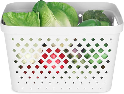Glad Plastic Storage Basket Set, Value Pack of 6 | Open Storage Bins for Shelves, Bathroom, Pantry, Closet | Nesting Organizer Boxes with Handles, 4 Gallon, White