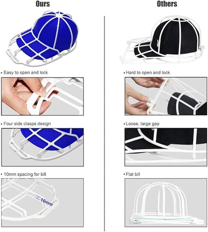 Hat Washer Cage for Washing Machine – Baseball Cap Cleaner Rack for Washer & Dishwasher, Structured Cap Shaper & Protector for Hats – 4 Packs (No Assembly)