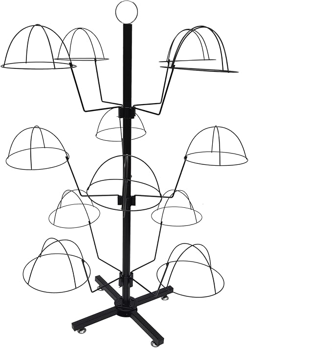 FixtureDisplays® Countertop Hat Rack Headwear Wig Cap Display Tabletop Stand 24x24x37" 3-Tier 12 Hats 10125-NF