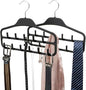 FairyHaus Belt Hanger Organizer 2 Pack, Non Slip Tie Rack Holder, Durable Hanging Closet Accessory Hooks for Belts, Ties, Jewelry, Scarves, Black