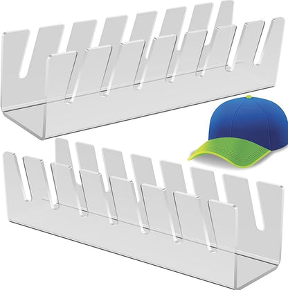 2pc Hat Organizer For Baseball Caps,No Install Basketball Cap Storage Rack,Accommodate 2x7 Baseball Caps,Acrylic Hat Display Rack Hat Rack Hat Storage In Cloakroom/Wardrobe/Bedroom/Dressing Table