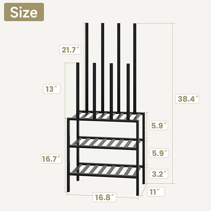 Boot Rack for Tall Boots Organizer,3-Tier Multiuse Shoe Rack and Boot Storage Rack,for Tall Boots,Sneakers,High-Heel (Black, 3-Tier-Short)