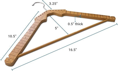 Guitar Neck Bamboo Clothes Hangers (Pack of 5) Gift for Guitarist or Musician