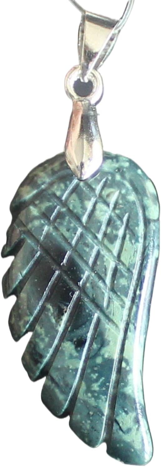 35mm Hand carved mixed gemstom angel wing for necklace pendant bead (kambaba jasper)