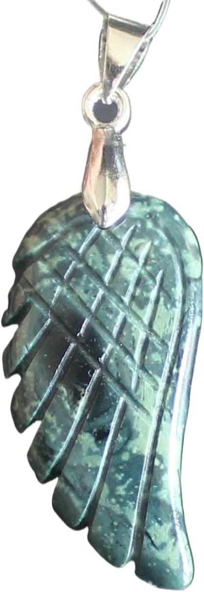 35mm Hand carved mixed gemstom angel wing for necklace pendant bead (kambaba jasper)