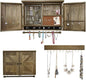 GLANT Rustic Wall Mounted Jewelry Organizer with Wooden Barndoor Decor， Wall Mount Holder,Jewelry holder for Necklaces, Earings, Bracelets，Ring Holder. Includes matching hook organizer (wood color)