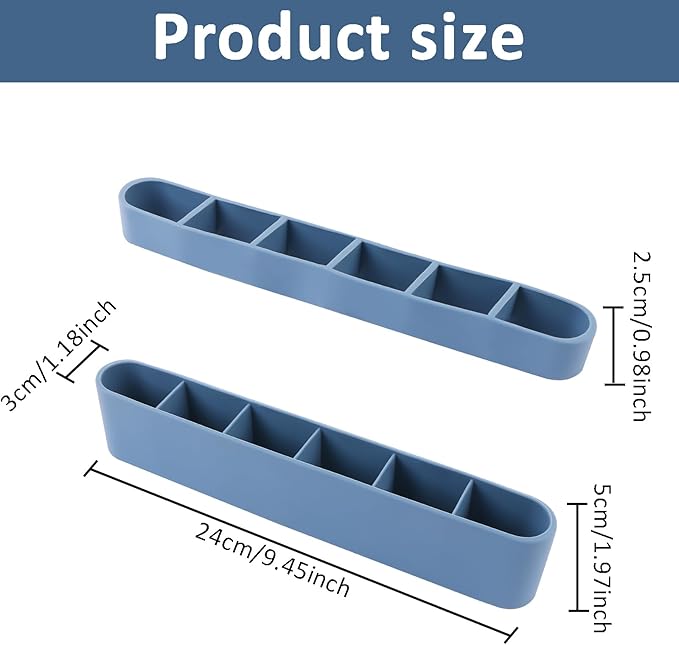 Strong Adhesive Backing Straw Storage Box, Split Type Silicone Straws Dispenser Adjustable Height Straw Holder for Cabinet (Blue)