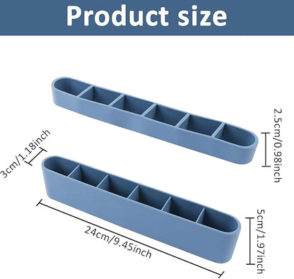 Strong Adhesive Backing Straw Storage Box, Split Type Silicone Straws Dispenser Adjustable Height Straw Holder for Cabinet (Blue)