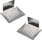 2 Pack Soap Dish for Shower Wall, Stainless Steel Adhesive Soap Holder for Bathroom, 5 Slot Sponge Holder for Kitchen Sink, Bar Soap Tray with Drain Silver