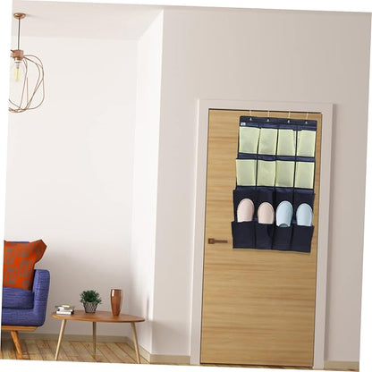 Alipis Over the Door Shoe Organizer Bag Oxford Hanging Storage Pouch for Bedroom Bathroom Kitchen Space Saving Hanging Shoe Organizer for Closet Wall in Blue and Yellow