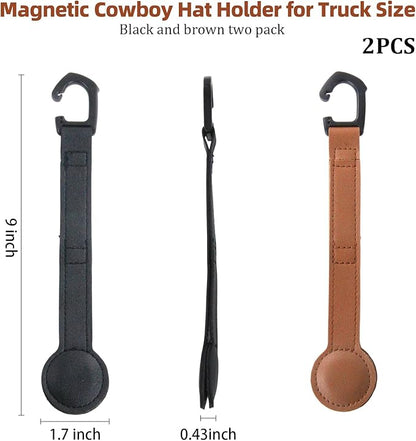 2 Pack Magnetic Cowboy Hat Holder for Truck, Space Saving Cowboy Hat Hanger, Magnetic Hat Clip for Trucks and Suvs, For Baseball Caps, Cowboy Hats and Other Hats Requiring Shape Retention