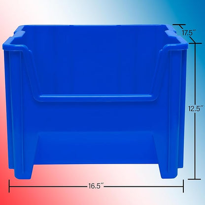 Akro-Mils 13018 Stak-N-Store Stackable Storage Bins, Heavy Duty Garage Storage Containers, Open Front Plastic Organizer for Tools, Shelves, Closet Organizer, 17-1/2" x 16-1/2" x 12-1/2", Gray, 2-Pack
