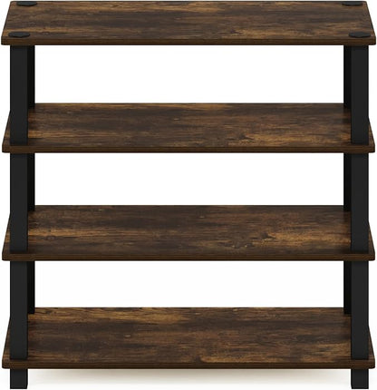 Furinno Turn-S-Tube 4-Tier Shoe Rack, Amber Pine/Black