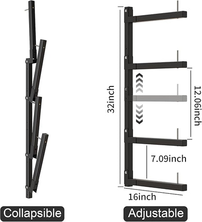 Lumber Storage Rack, Upgrade Cantilever Folding Lumber Rack Wall Mount, Metal 8 Level 32 Inch Plywood Scrap Wood Storage Rack