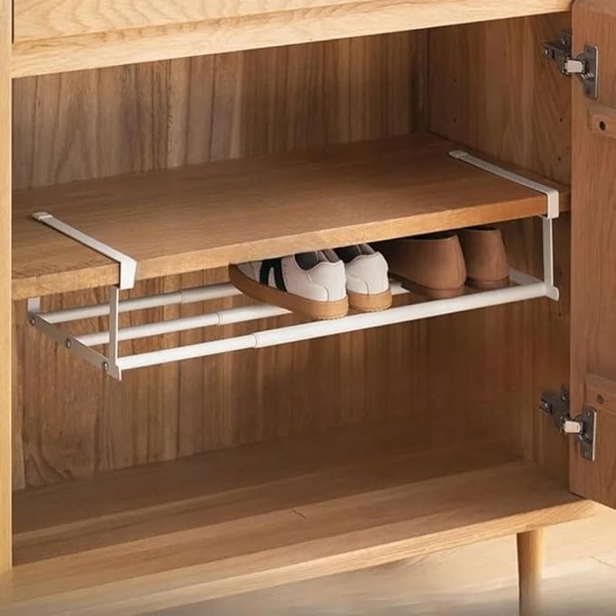 Expandable Shoe Rack Organizer Adjustable Shoe Storage Rack Retractable Under Hanging Layered Space-Saving Cabinet Shelves(Black)