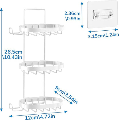 MASADI 3 Tier Soap Dish Holder, Soap Bar Holder with Hooks, Shampoo Bar Caddy for Shower Wall, Razor Holder for Shower, Bar Soap Container 304 Stainless Steel, Bathroom(White)