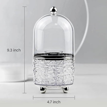 Makeup Brush Holder with Lid Cosmetic Tools Organizer 360 Rotating Make up Brushes Storage for Vanity, Waterproof & Dustproof (Clear)
