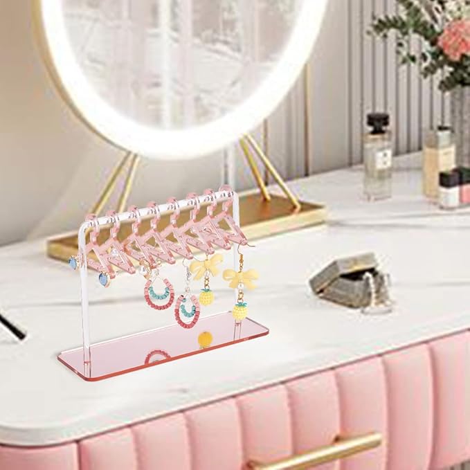 PH PandaHall 2 Sets Acrylic Earring Holder, Coat Hanger Jewelry Display Dangle Earring Hanging Organizer Acrylic Ear Studs Display Rack for Retail Show Personal Exhibition, 2.3x4.6x5.9inch