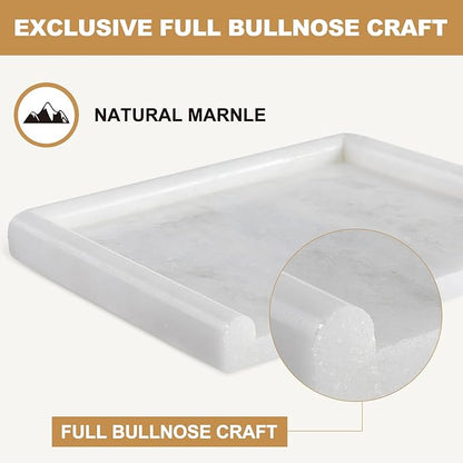 Koville African Natural Marble Tray, 12"x7" Coffee Table Vanity/Decorative Tray for Jewerly, Watch, Perfume Candle Tray for Bedroom/Bathroom/Kitchen Countertop