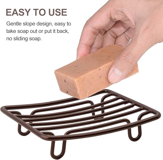 Bar Soap Dish Holder for Shower Bathroom Stainless Steel Rust Proof Self Draining, Bronze-1 Pack
