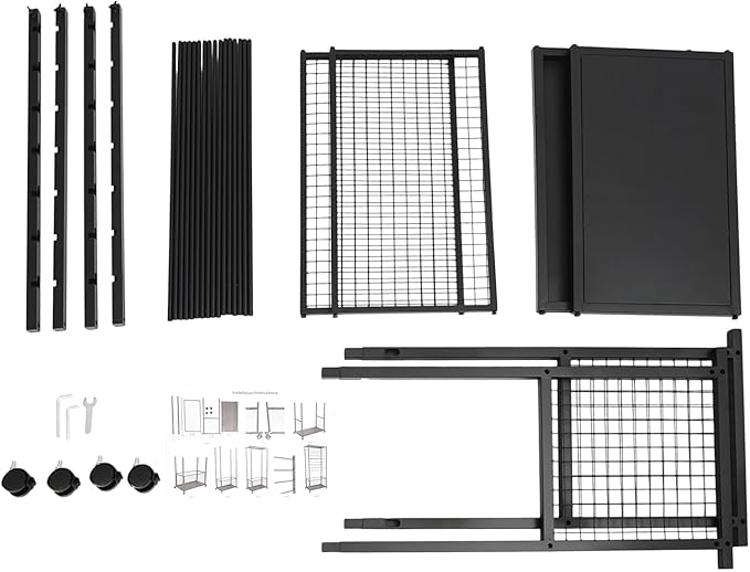 Ribbon Organizer Rack, Double Sided 16-Tier Ribbon Holder Organizer Rack, Flower Wrapping Paper Storage Stand, Scarf Tie Belt Towel Display Shelf Sewing Station Cart (Black)