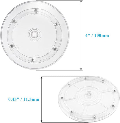 Jersvims 2Pcs 4 Inch Acrylic Turntable Platter, Transparent Turntable Organizer Round Rotating Plate for Kitchen Pantry Cabinet Desk Rack Spice Cake Cookie Decorating