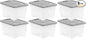 Amazon Basics Plastic Storage Containers with Secure Latching Lids, Stackable Organization Bins, Clear/Grey, 19 Quart, Set of 6