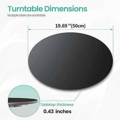 19.7" Lazy Susan Turntable–360° Sinteredstone Silent Anti-Slip Turntable, Table Top Centerpiece for Kitchen, Pantry, Spice Rack, Refrigerator & Dining Table, Black