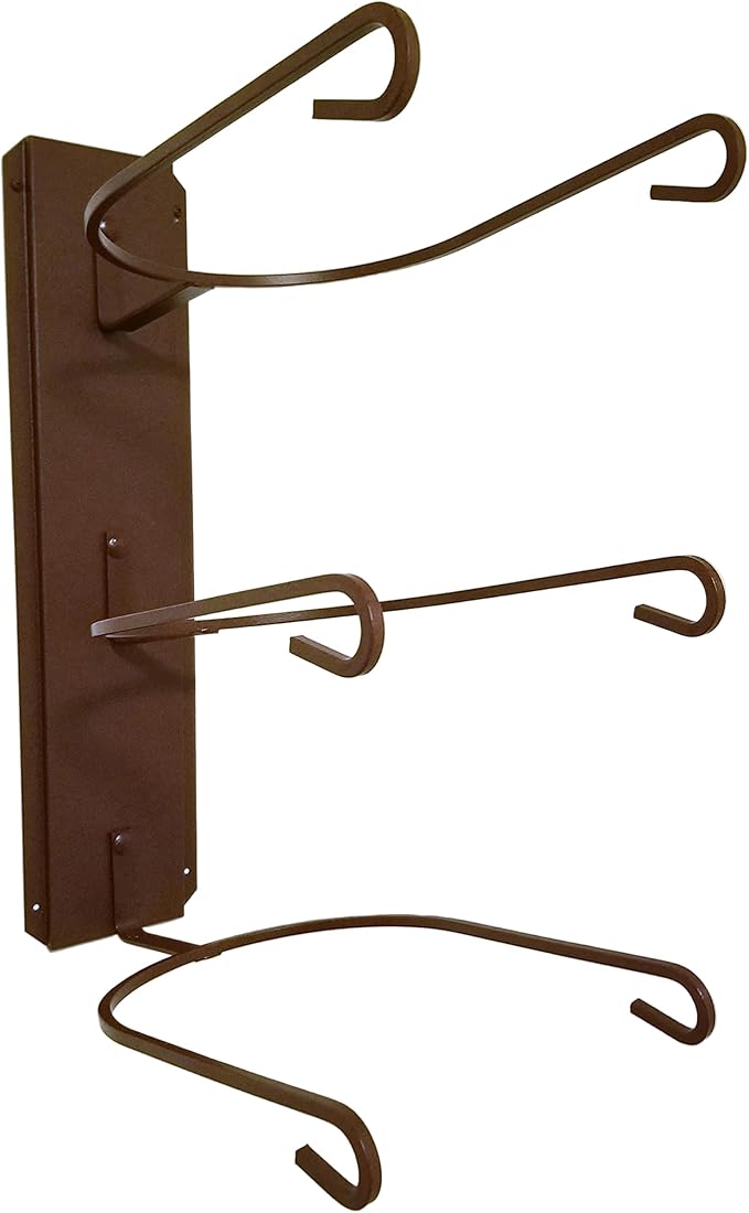 American Made 3 Cowboy Hat Rack, Wall Mount Three Tier Brimmed Hat Holder, Heavy Duty Powder Coated Steel, Rust Chisholm Trail Brown, Model 663 Classic CT