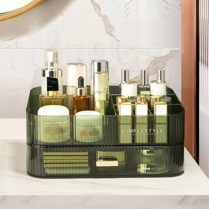 Stackable Makeup Organizer Drawers, Bathroom Vanity Organizers and Storage, Ideal for Desk and Dresser Countertops, Great for Cosmetics, skincare, Lipsticks, Nail Care -Green