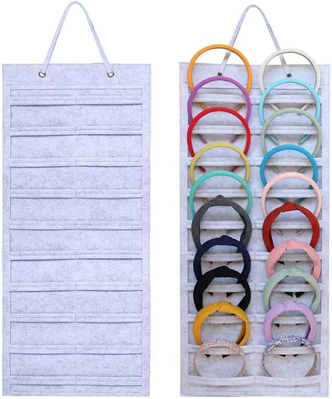 SMUK Hanging Headband Holder Organizer for Girls, Wall-mount Headband Storage Display for Women, Head Band Hair Accessories Organizer On Wall, Door, Wardrobe