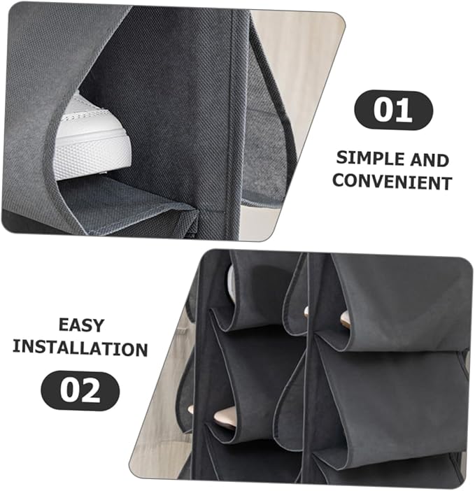 SOLUSTRE Double-Sided Closet Hanging Organizer Bag 12 Compartments for Clothes Towels Shoes -Saving Fabric Storage Solution for Bedroom and Home