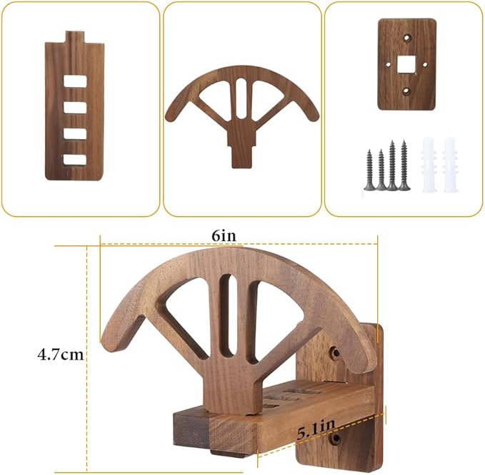 2 PCS Adjustable Cowboy Hat Rack Holder, Wooden Wall Mount Stand, Keep Original Shape of Hat with 4 Speed Adjustable Western Hat Display for Storage Fedoras Hats (Walnut)