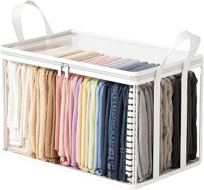 Large Heavy-Duty Thick Plastic Clear Storage Bag for Clothes - Foldable Clear Storage Tote with Reinforced Handles & Zipper for Moving, Dorm, Closet & Underbed Organization (White,1pcs)