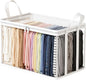 Large Heavy-Duty Thick Plastic Clear Storage Bag for Clothes - Foldable Clear Storage Tote with Reinforced Handles & Zipper for Moving, Dorm, Closet & Underbed Organization (White,1pcs)
