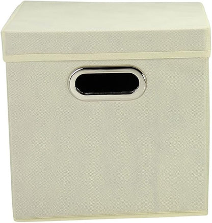 Household Essentials 39-1 Decorative Storage Cube Set with Removable Lids | Natural | 2-Pack