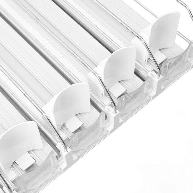 5pcs Fridge Drink Dispenser, Automatic Pusher Glide Self Pushing Soda Can Dispenser Water Bottle Drink Dispenser for Kitchen (White)