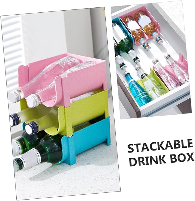 Luxshiny 3pcs Refrigerator Storage Pot Drink Container Wine Containers Stackable Crisper Beer Can Organizer