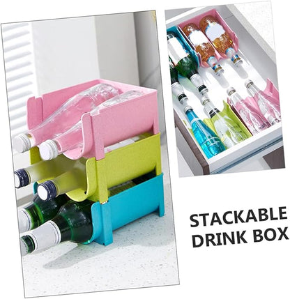 Luxshiny 3pcs Refrigerator Storage Pot Drink Container Wine Containers Stackable Crisper Beer Can Organizer