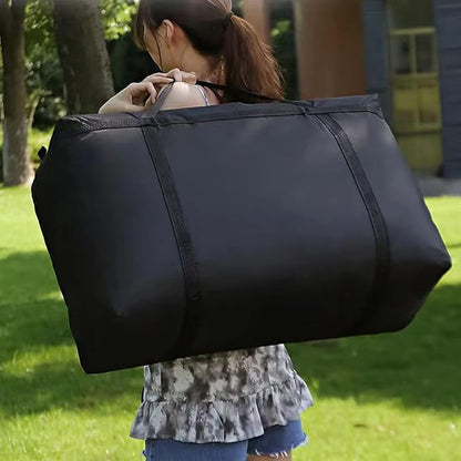 Dorm Packing Bags Black Jumbo Moving Bags Heavy Duty 180L Reusable Comforter Oxford Cloth Size Waterproof Storage Bags (2 Pack)
