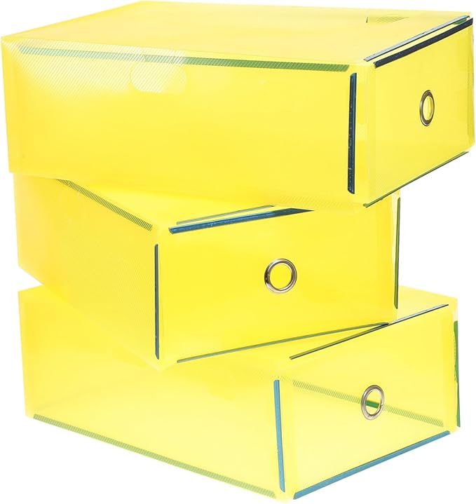 Plastic Drawer Shoes Storage Boxes 5 Pack Shoe Organizer Stackable Pull-out