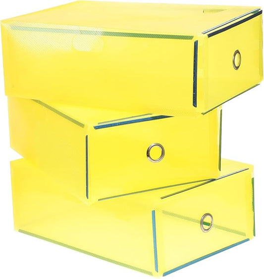 Plastic Drawer Shoes Storage Boxes 5 Pack Shoe Organizer Stackable Pull-out