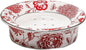 Floral Decorative Self Draining Soap Dish, Double-Layer Round Soap Tray, Vintage Ceramic Soap Dish (Style C)