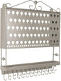 JR20-SN Silver Satin Nickel Wall Mounted Organizer Necklace Holder Earring & Jewelry Display Rack with Tray