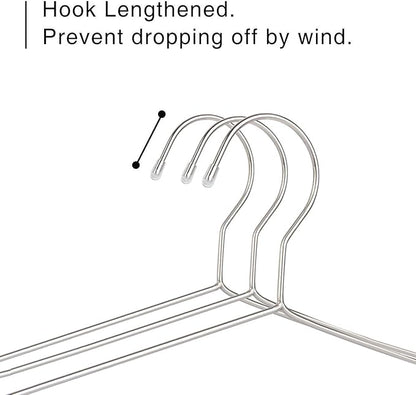 OIKA 40 Pack Stainless Steel Hangers with Grooves - Space Saving Closet Hangers, Heavy Duty Rustproof Metal Clothes Hangers for Tank Tops/Cardigans, Dorm & Outdoor Drying (Silver)